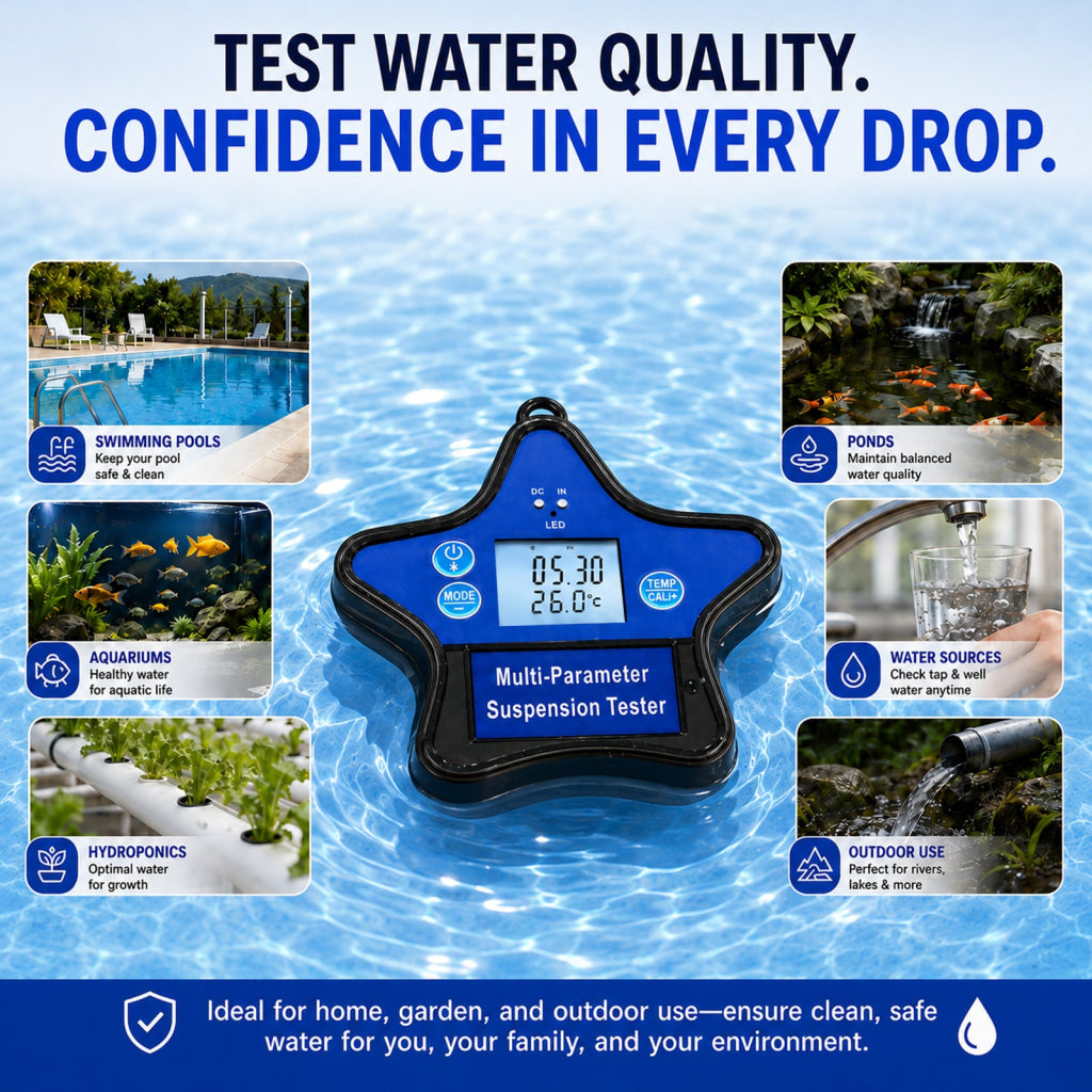 WQM-560 Floating Water Quality Tester 9-in-1 pH ORP Chlorine EC CF TDS Salt S.G. Temp Smart Tuya App Compatible with