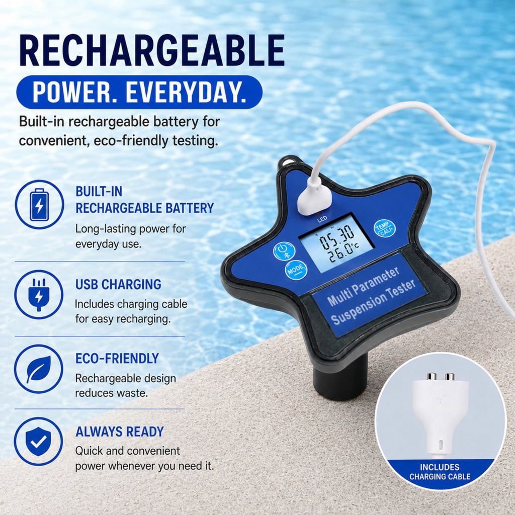 WQM-560 Floating Water Quality Tester 9-in-1 pH ORP Chlorine EC CF TDS Salt S.G. Temp Smart Tuya App Compatible with