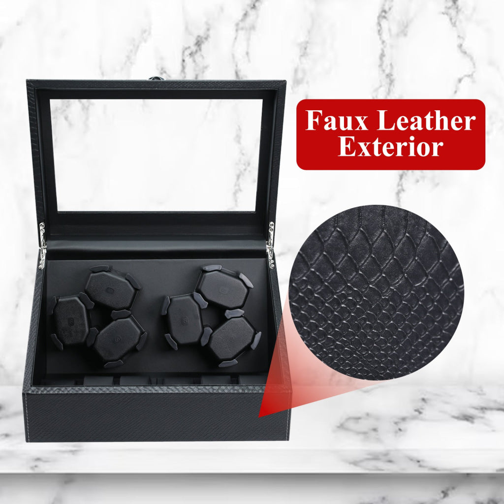 WWR-436 Watch Winder for Automatic Watches 6 Watches with LED Backlight Quiet Motor Multiple Rotation Modes Storage