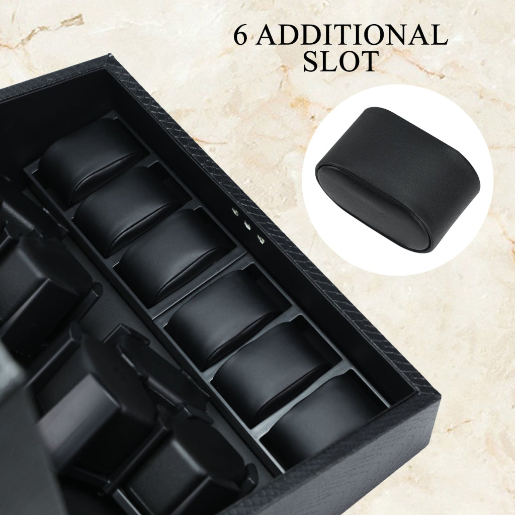 WWR-436 Watch Winder for Automatic Watches 6 Watches with LED Backlight Quiet Motor Multiple Rotation Modes Storage