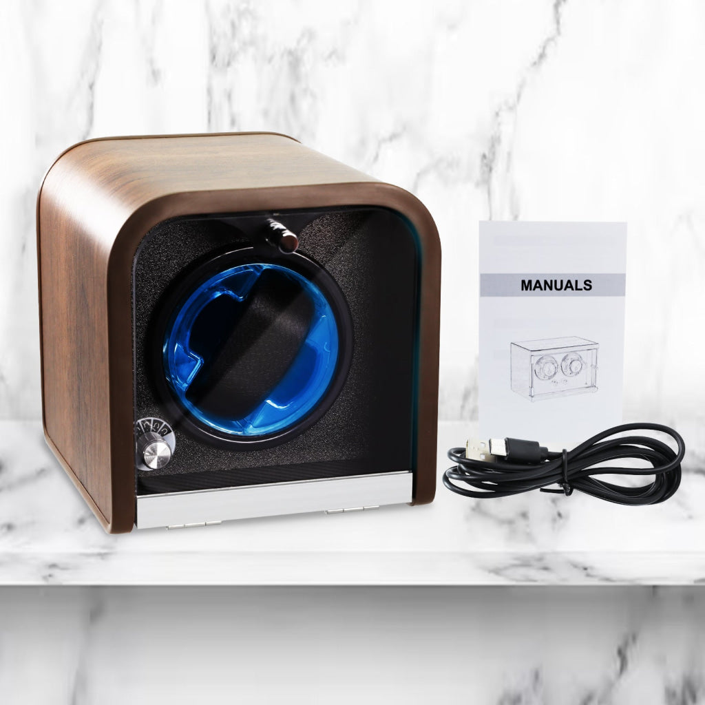 WWR-531 Automatic Watch Winder Single Watch Winder with 4 Rotation Modes/ Blue LED Light/ Smart Stop Technology/ Foam