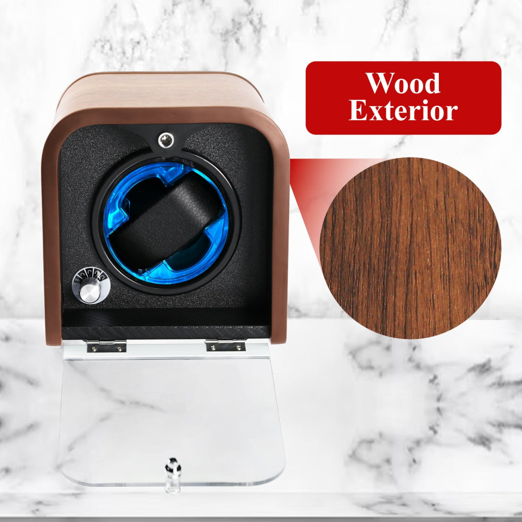 WWR-531 Automatic Watch Winder Single Watch Winder with 4 Rotation Modes/ Blue LED Light/ Smart Stop Technology/ Foam