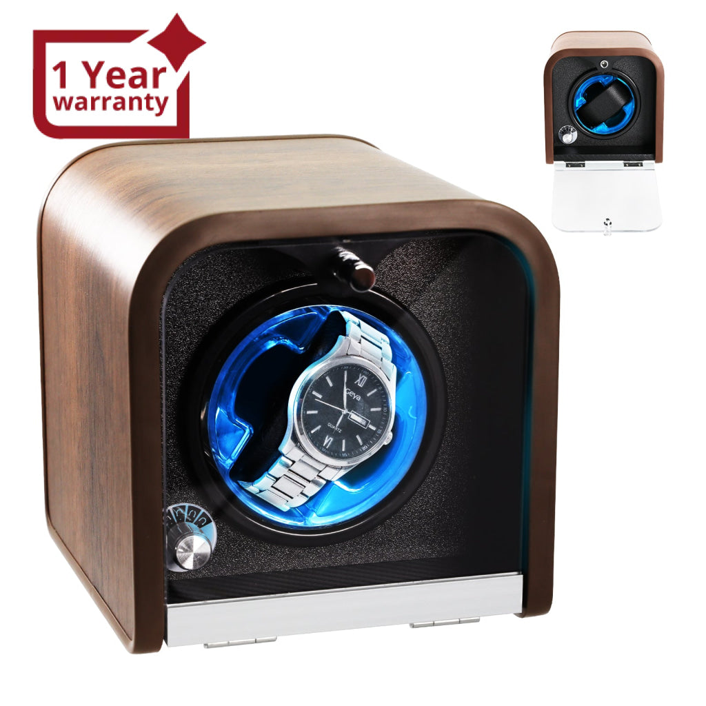 WWR-531 Automatic Watch Winder Single Watch Winder with 4 Rotation Modes/ Blue LED Light/ Smart Stop Technology/ Foam