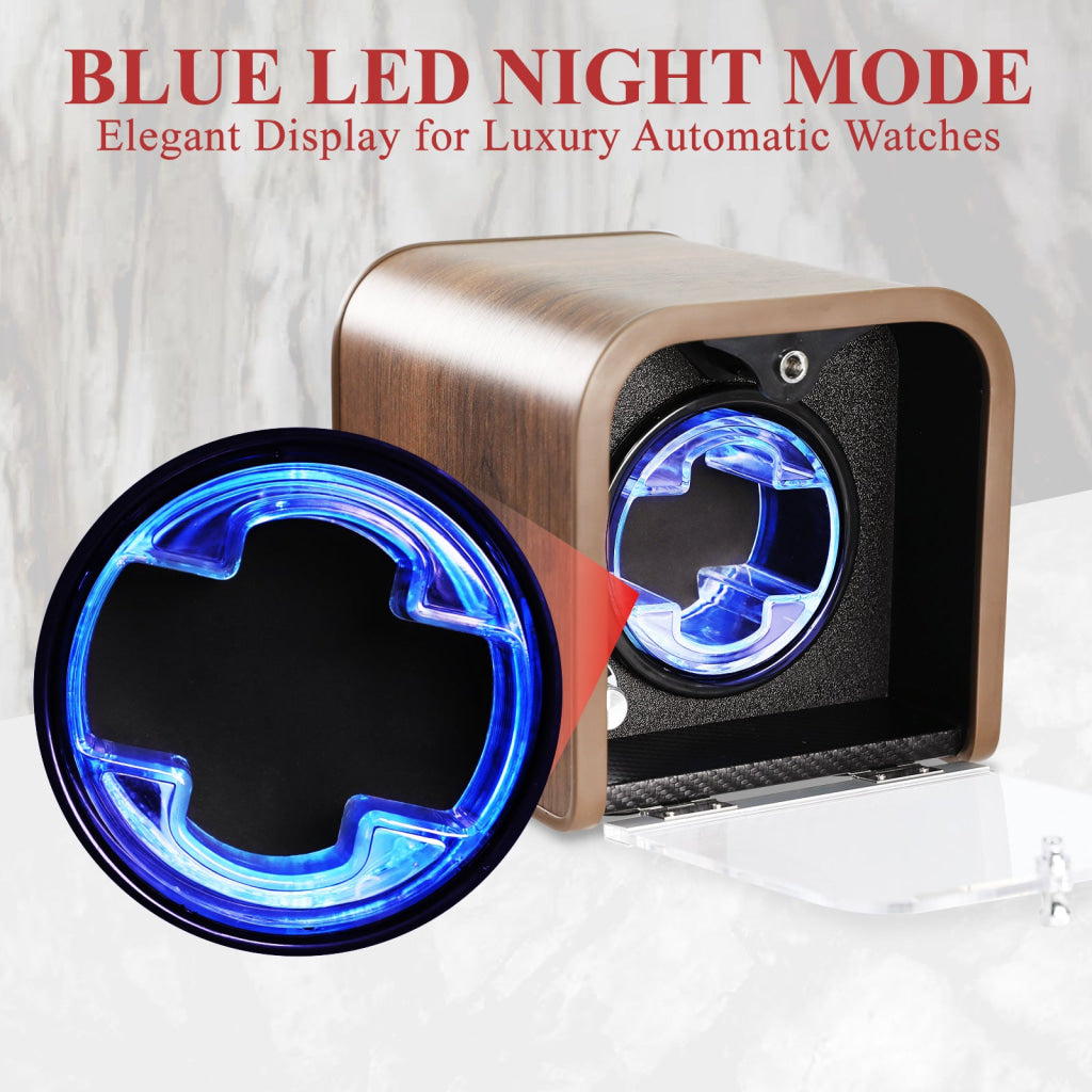 WWR-531 Automatic Watch Winder Single Watch Winder with 4 Rotation Modes/ Blue LED Light/ Smart Stop Technology/ Foam