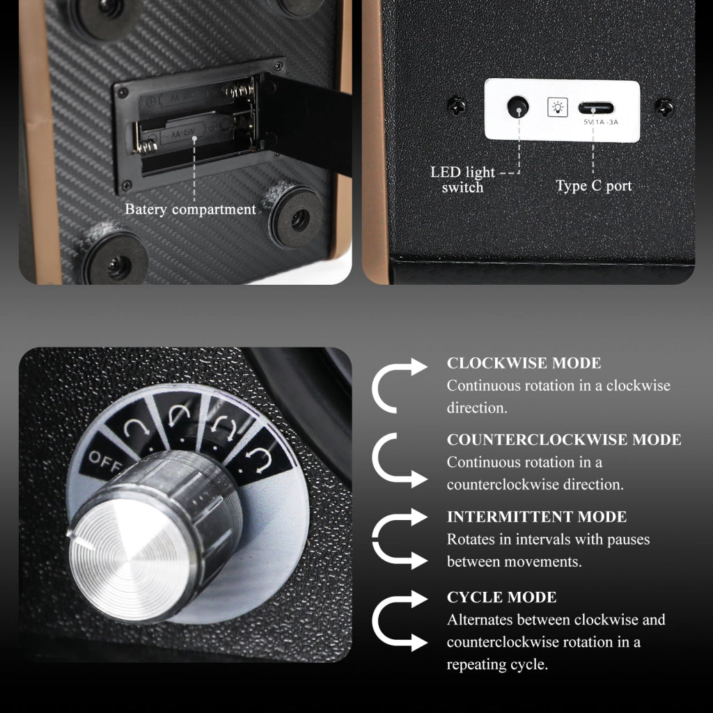 WWR-531 Automatic Watch Winder Single Watch Winder with 4 Rotation Modes/ Blue LED Light/ Smart Stop Technology/ Foam