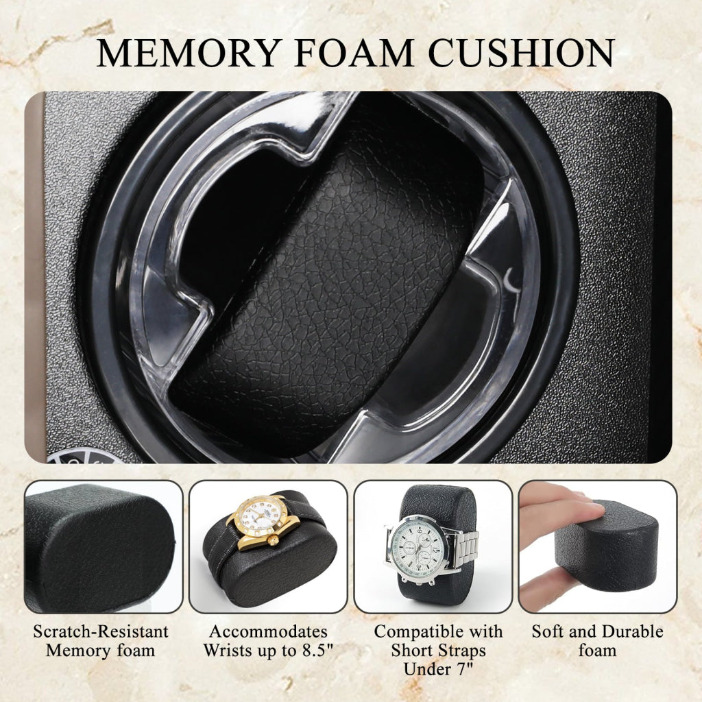WWR-531 Automatic Watch Winder Single Watch Winder with 4 Rotation Modes/ Blue LED Light/ Smart Stop Technology/ Foam