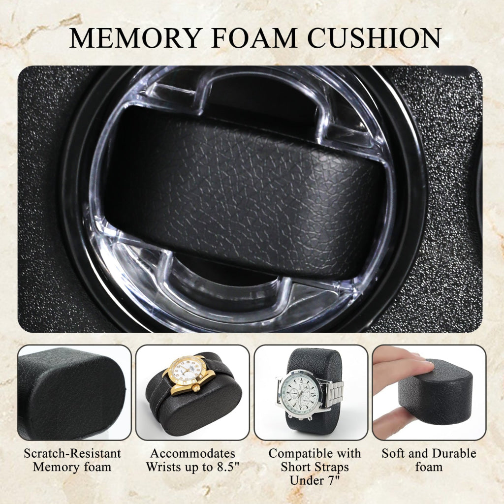 WWR-532 Automatic Watch Winder for Two Automatic Watches – 4 Rotation Modes Smart Stop Technology Blue LED Display