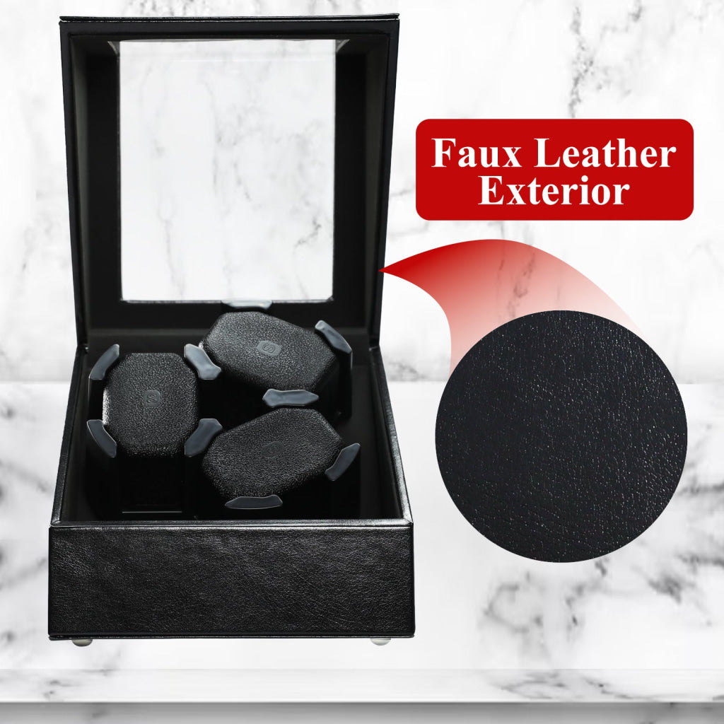 WWR-533 Automatic Watch Winder for 3 Watches Whisper Quiet Motor with Smart Light Sensor 2 Rotation Modes Memory Foam
