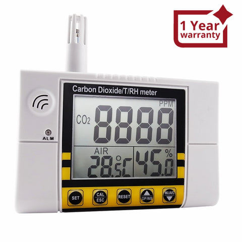 CO22 Carbon Dioxide / Temperature/ Humidity Indoor Air Quality Monitor Meter, Wall Mountable CO2 Detector 0~2000ppm Range - Gain Express
