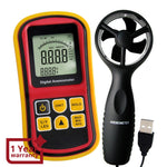 AM-8901  2-in-1 Digital Thermo-Anemometer, Air Flow Wind Speed Meter, 5 parameters (m/s, km/h, ft/min, knots & mph) with Thermometer Temperature, 0~45m/s Velocity Bar Graph Surf & Backlight - Gain Express