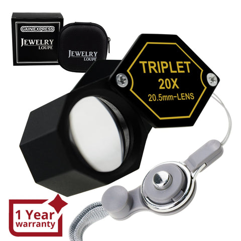 Gem-252 20X Magnification 20.5Mm Jeweler Gem Loupe Triplet Lens Magnifier Jewelry Optical Glass