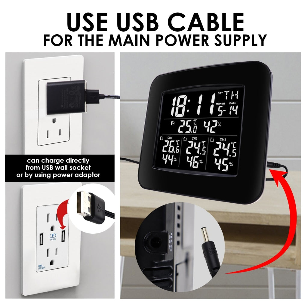 Wea-288 Digital Wireless Weather Station Indoor Outdoor Temperature And Humidity Measure Hygrometer