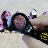 Gem-248 20X Loupe 21Mm Optical Glass Magnifier 6 Led Light & Uv Mini Magnification Jeweller Black