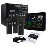 WEA-289 Digital Wireless Weather Station Indoor Outdoor Thermometer Hygrometer with Alarm Clock, Color Large Display Temperature Monitor with Calendar and Backlight