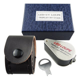 Gm31 Mini 30X Jeweler Loupe Magnifier + Led & Uv Light 21Mm Lens Jeweller Loupes