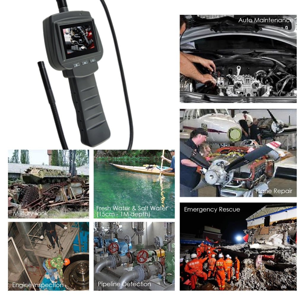 Vid-71_9_1M Industrial Inspection Camera 9Mm & 1M Cable With 4 Led 2.4 Hd Lcd Borescope Ip67