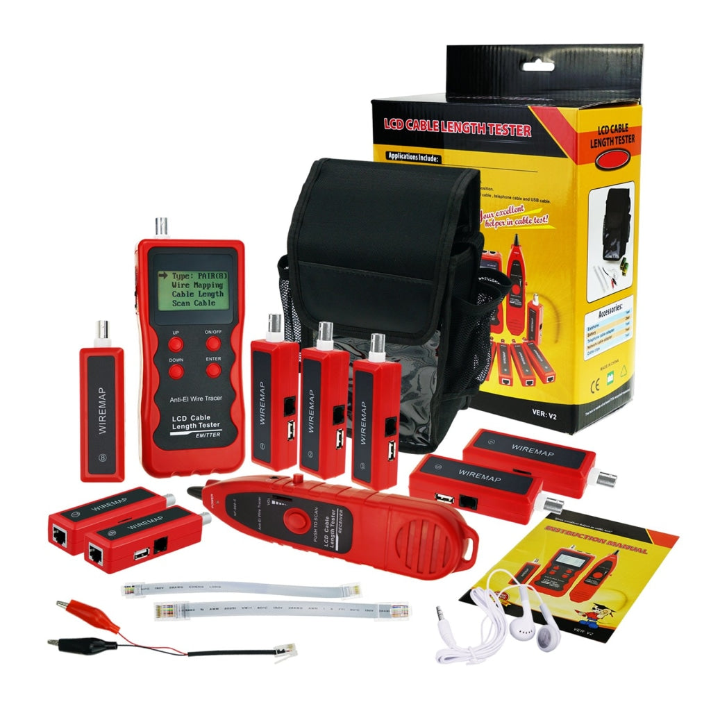 Nf-868W Digital Cable Tester Tracker With 8 Remote Adaptor Wiremap Rj45 Rj11 Bnc Usb Multifunction