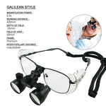 DL-035 3.5x Magnification Dental Loupes, Galilean Style Titanium Frame, Dental Surgical Medical Binocular, 60mm Field of View + 55mm Depth of Field +420mm Working Distance, Flip-Up Function Flexible Optical Glass Loupe Dentistry - Gain Express