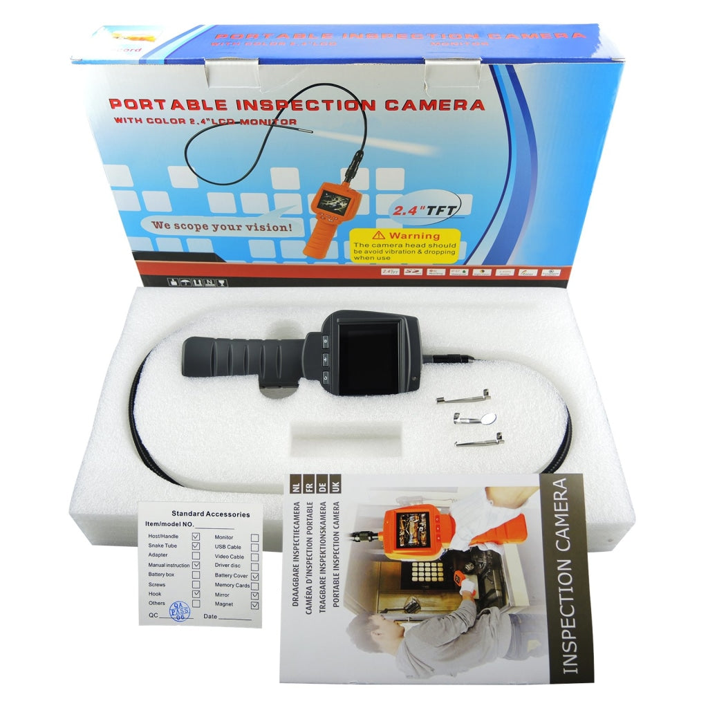 Vid-71_9_1M Industrial Inspection Camera 9Mm & 1M Cable With 4 Led 2.4 Hd Lcd Borescope Ip67