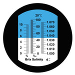 Rebs-10Atc Tri-Scale Refractometer Atc Brix 0-10%/ Salinity 0-100Ppt/ Specific Gravity 1.000-1.070