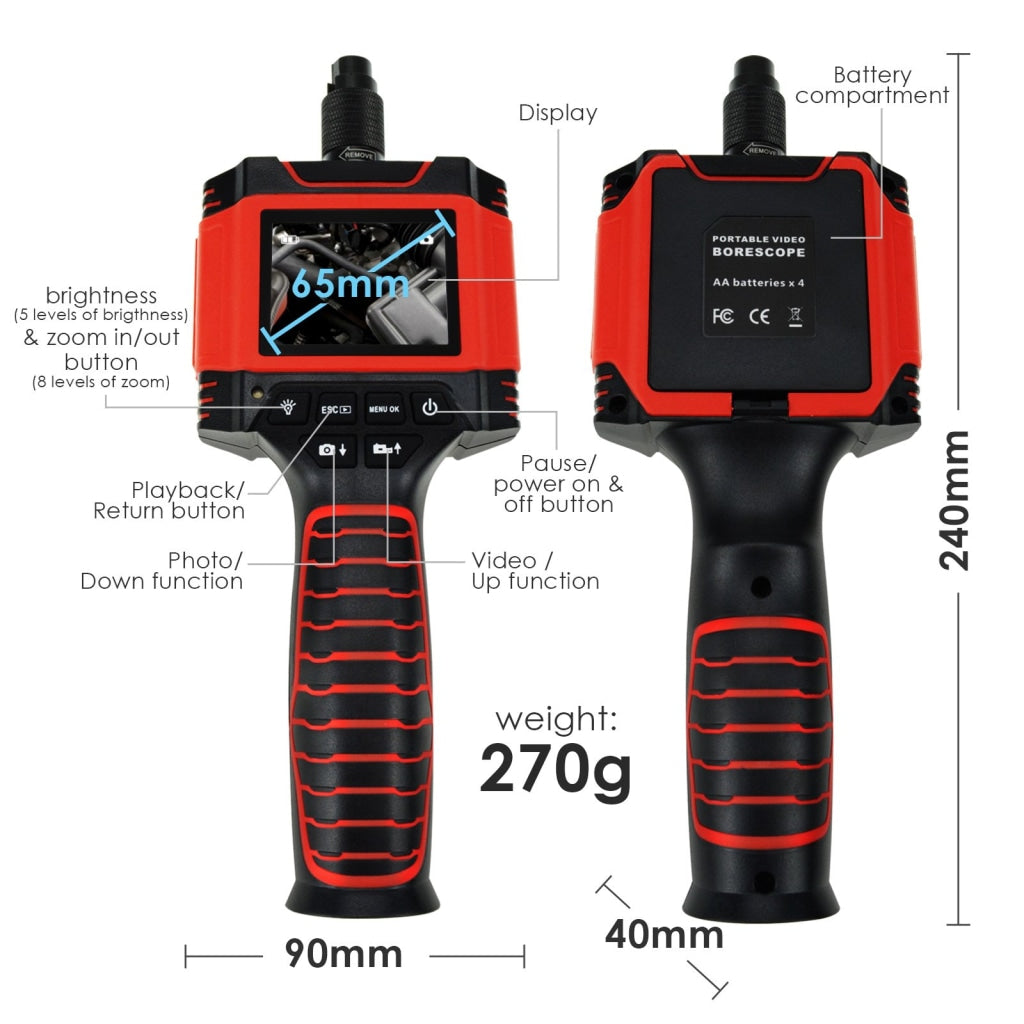 End-225_5.5Mm_1M Inspection Camera Recordable Endoscope 5.5Mm 1M Cmos Cable Waterproof With 6 Led
