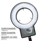 Rlt-207 60 Led Microscope Ring Light Scope Illuminator With 4-Zone Quadrant Control Adapter Fitting