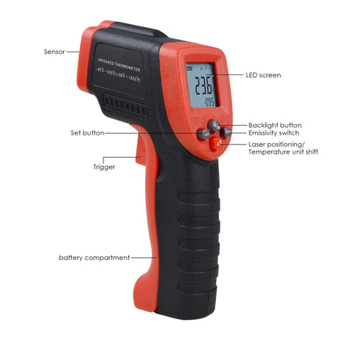 Temperature Gun Digital Laser Infrared Thermometer LCD IR Temp Meter  -50℃～500℃