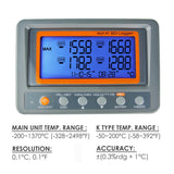 88598 Digital 4 Channels K-type Thermocouple Thermometer SD Card Logger High / Low Alarm Big LCD Display