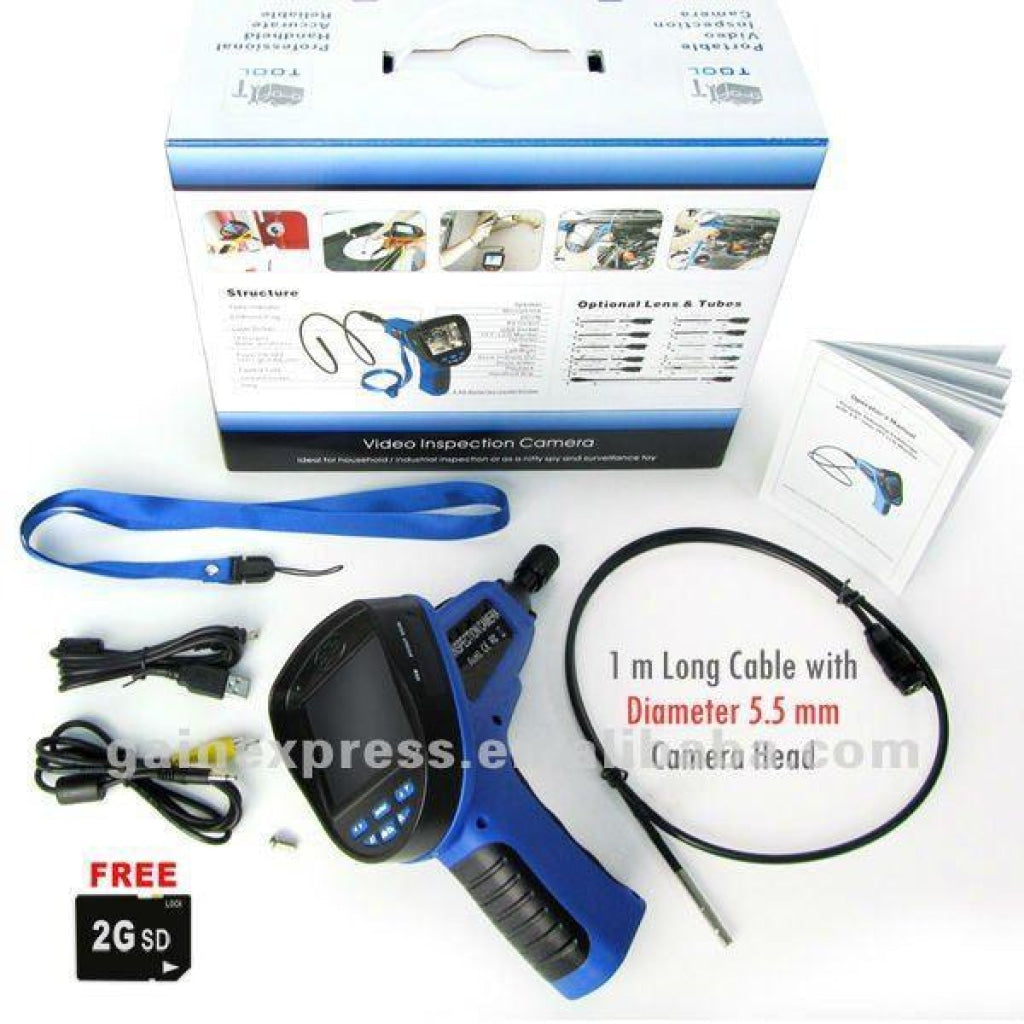 Gain Express C0599E_1M_5.5mm Industrial 3.5 Endoscope 5.5mm Camera Video & Sound Recording Borescope w/ Mic