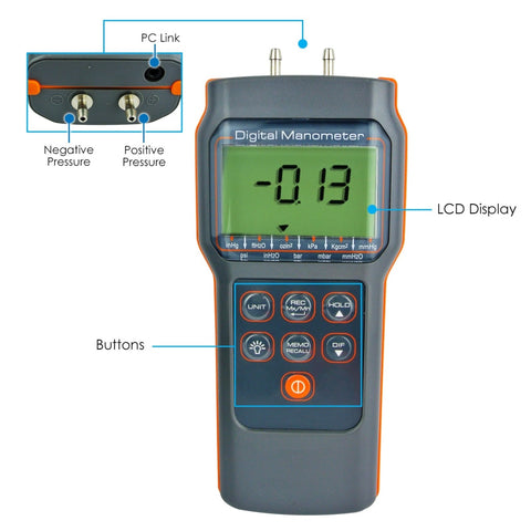 82152 Digital Differential Air Pressure Manometer 15.000psi Gauge