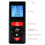 DIS-209 40M (131ft) Digital Laser Distance Meter Measuring Device D8 Rangefinder Measure Telemetro Range Finder with Backlit LCD Screen, Single-distance/ Continuous Measurement Area Pythagorean Modes, +/- 1.5mm High Accuracy - Gain Express