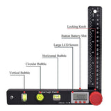 AGF-327 4 in 1 Multifunctional Digital Angle Finder Protractor, Ruler (7inch, 190mm) Level Tool with Horizontal Vertical Circular Level