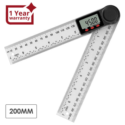 6-039R_200MM 2-in-1 Digital Protractor Electronic Angle Ruler 200mm (8inch) 360° Angle & Length Measurement for Home Improvement, Woodworking, Workshop