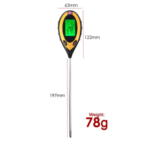 4 In 1 Digital Soil Tester pH Meter Thermometer Sunlight Moisture