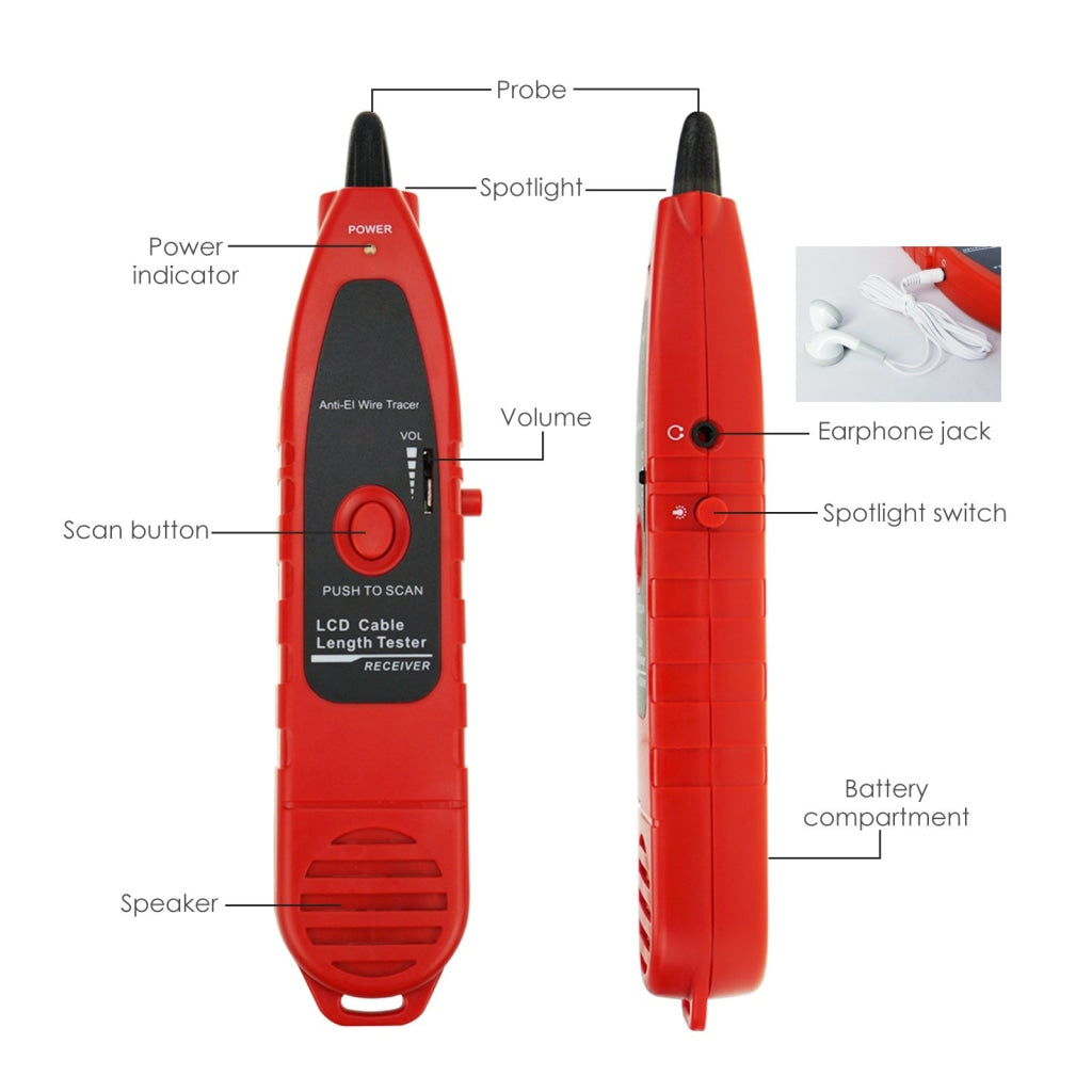 Nf-868W Digital Cable Tester Tracker With 8 Remote Adaptor Wiremap Rj45 Rj11 Bnc Usb Multifunction