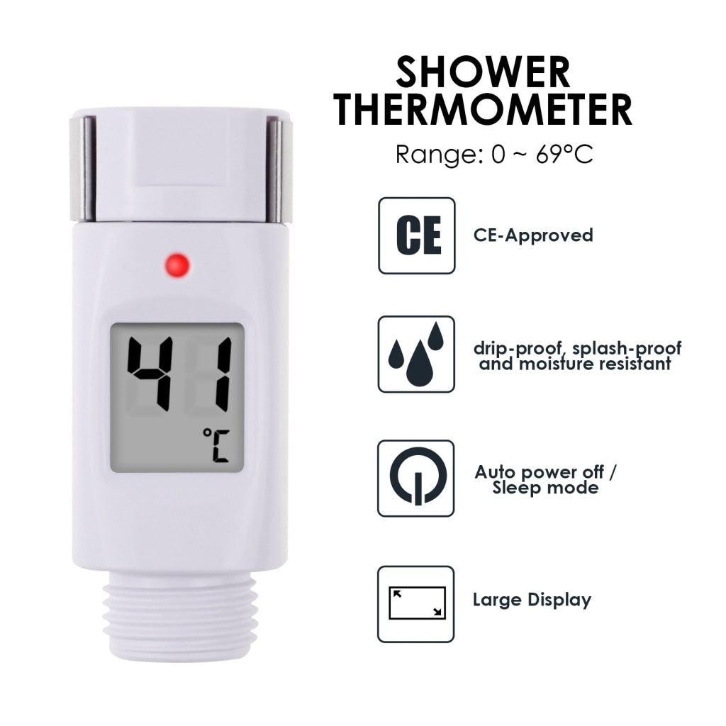 03100 Waterproof Digital Shower Thermometer 0 ~ 69°C Alarm Alert Hot Cold  CE – Gain Express