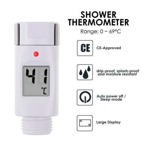 Shower Thermometer, LED Hydrodynamic System Aluminum Shower Temperature  Gauge for Home: : Industrial & Scientific