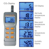 77597 6 in 1 Combo Multi-function CO2 & CO & Temperature, Humidity RH %, DP, WB, USB Data Logger with Software, Meter IAQ Tester - Gain Express