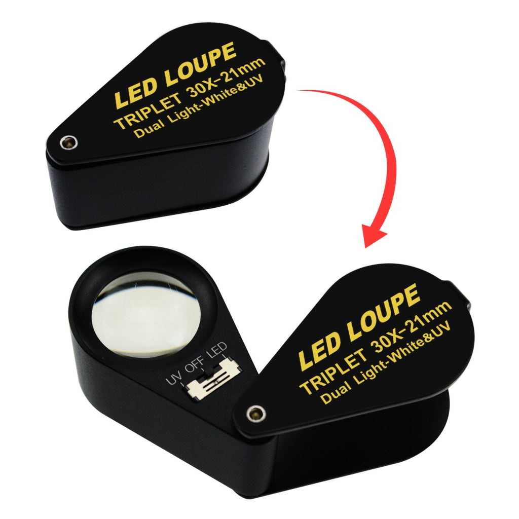 Beileshi Jewelers Loupe 30x,with 2 LED Light,loupe Magnifier Metal Construction