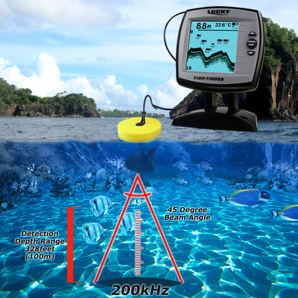 Ff-918N1 Lucky Fish Finder Depth Sounder Transducer 328Feet(100M) With 4-Level Grayscale Fstn Lcd