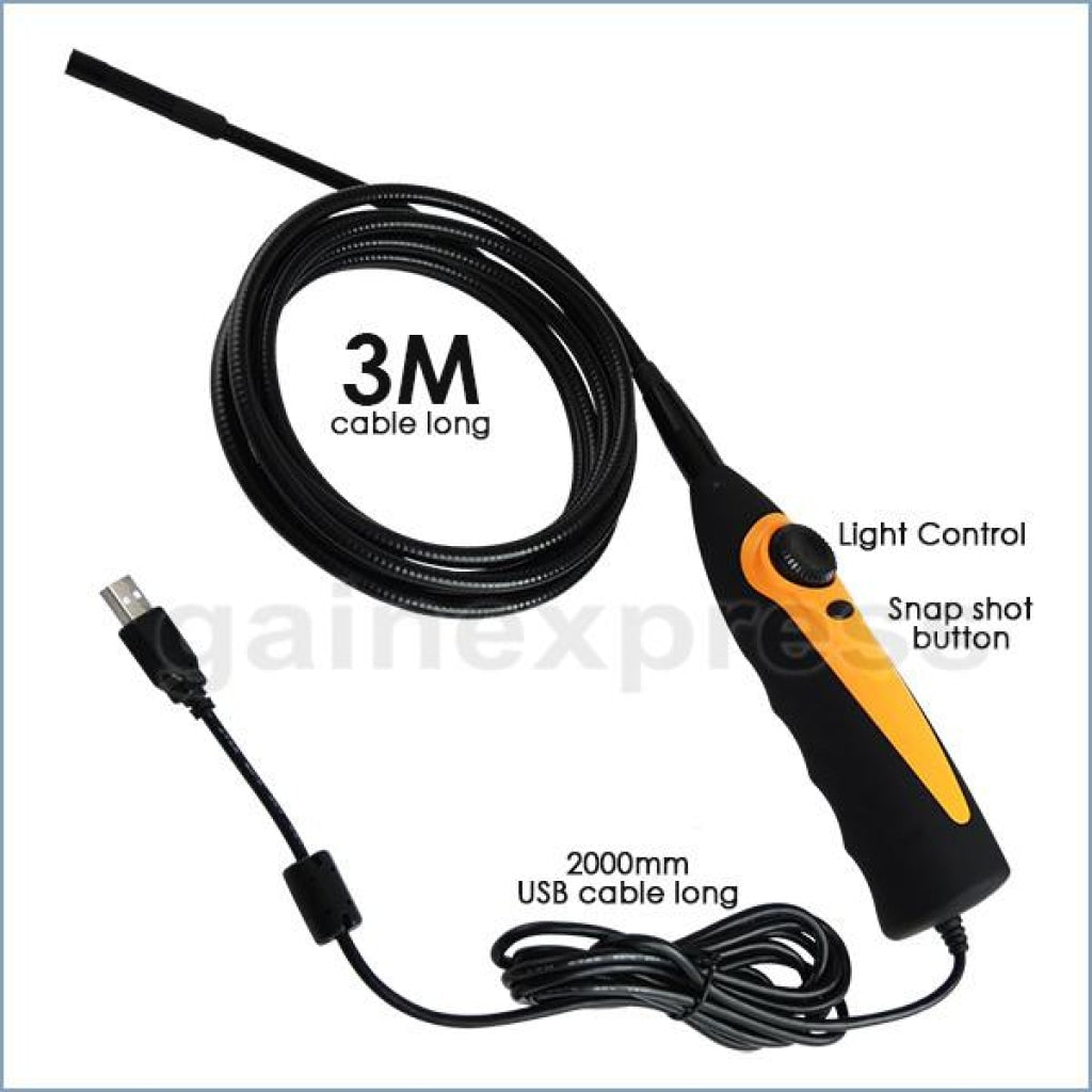 C0598AS_3M USB Video Inspection Borescope 3M Cable Endoscope Pipe Snake Scope 8.5mm HD Camera - Gain Express