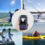 FFW-335 Fish Finder Wireless Sonar Sensor 125kHz Frequency 45 Meters / 147 Feet Depth Alarm Function and Large LCD Display