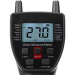 HTM-350 Digital Grain Moisture Tester Moisture Meter Water Content Analyzer with 9" Metal Probe for 14 Grains Wheat Corn Rice Peanut Soybean