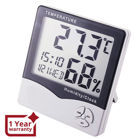 Ir-807 Digital Hygrometer Temperature Humidity Meter Lcd Clock Thermometer