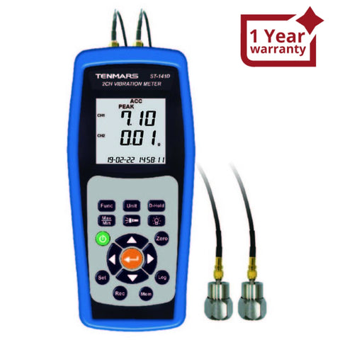 ST-141D 2-Channel Recording Vibration Meter Data Logging Acceleration Velocity Displacement Function