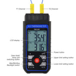 THE-343  K/J Thermocouple Thermometer Dual Channel Temperature Meter Tester 4 K-Type Probes with Temperature Compensation and Alarm Function