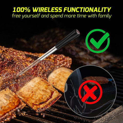 Smart Wireless Meat Thermometer Bluetooth 98.42ft Range for Oven, Grill,  Smoker, Kitchen, BBQ, IP67 Grade