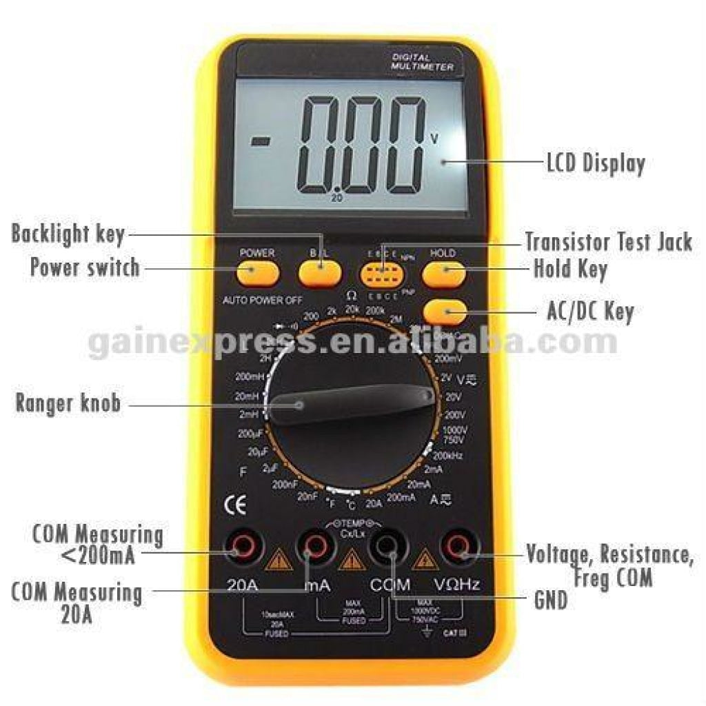 Vc-9805A Multifunction Portable Dmm Digital Multimeter Electrical Tester Inductance Thermometer