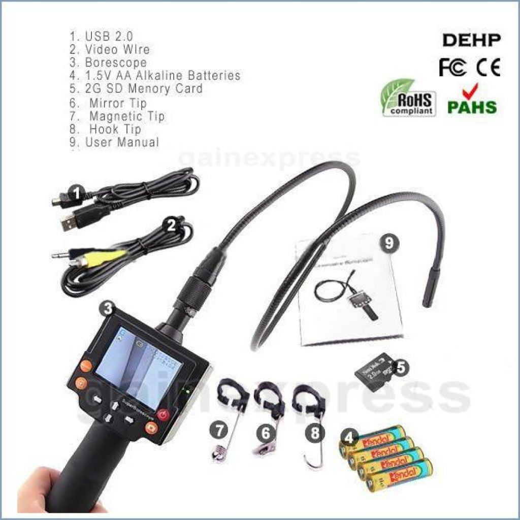 Vid-8 Industrial 2.4 Recordable Waterproof Endoscope Inspection Video + Sd Card Camera