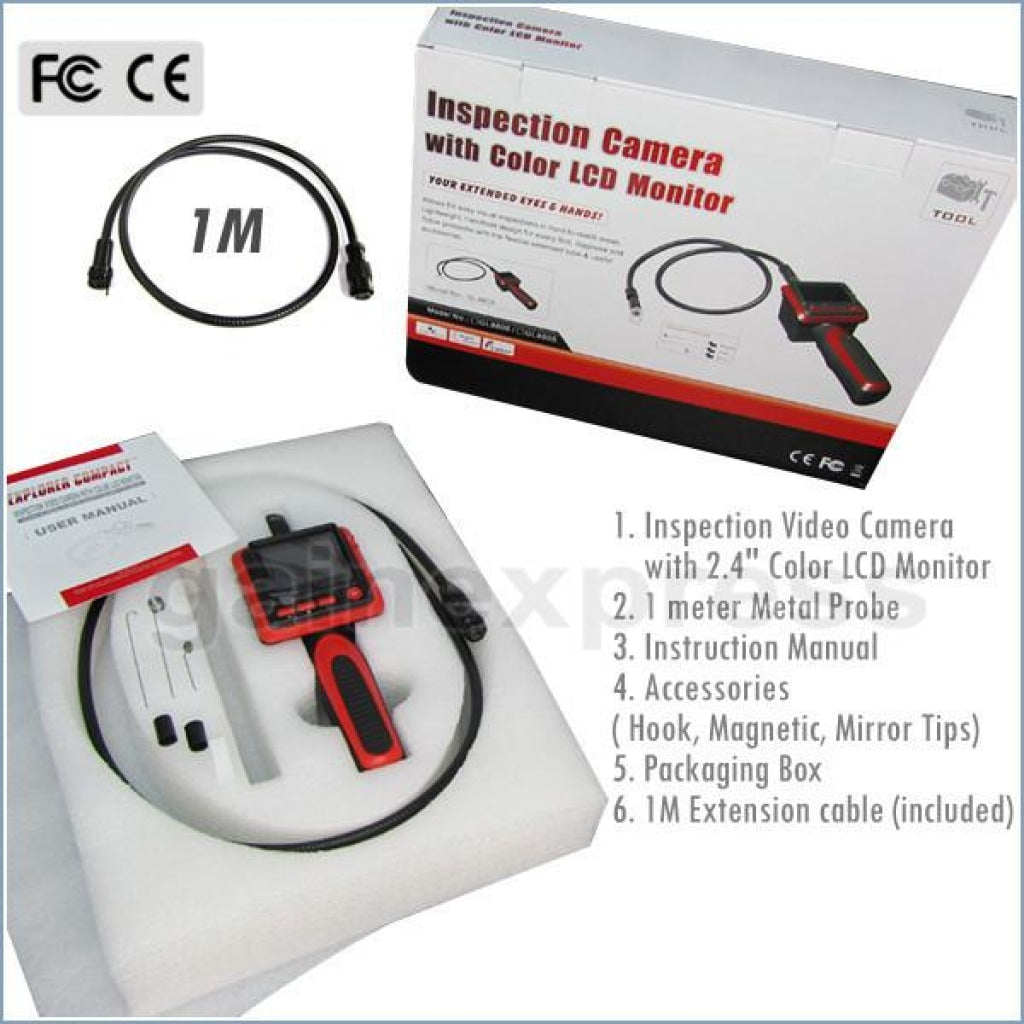 Vid-9_2M Industrial 2.4 Lcd Video Borescope Endoscope 4 Led Lights + 2 Meter Cable Inspection Camera